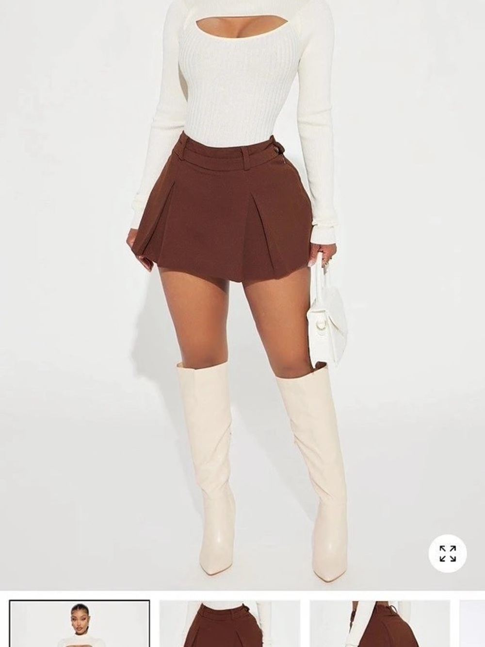Fashion Nova Do As I Say Pleated Skort brown